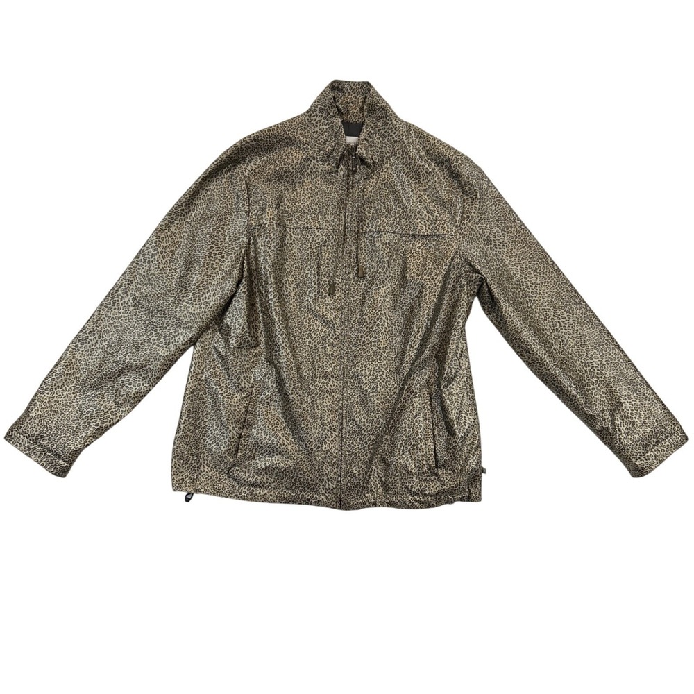 Zenergy Chico's Jacket Womens Small Leopard Print Windbreaker Zip Front